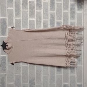 NIC+ZOE Women's Cream Cotton & Modal Blend Asymmetrical Macrame Hem Blouse MED